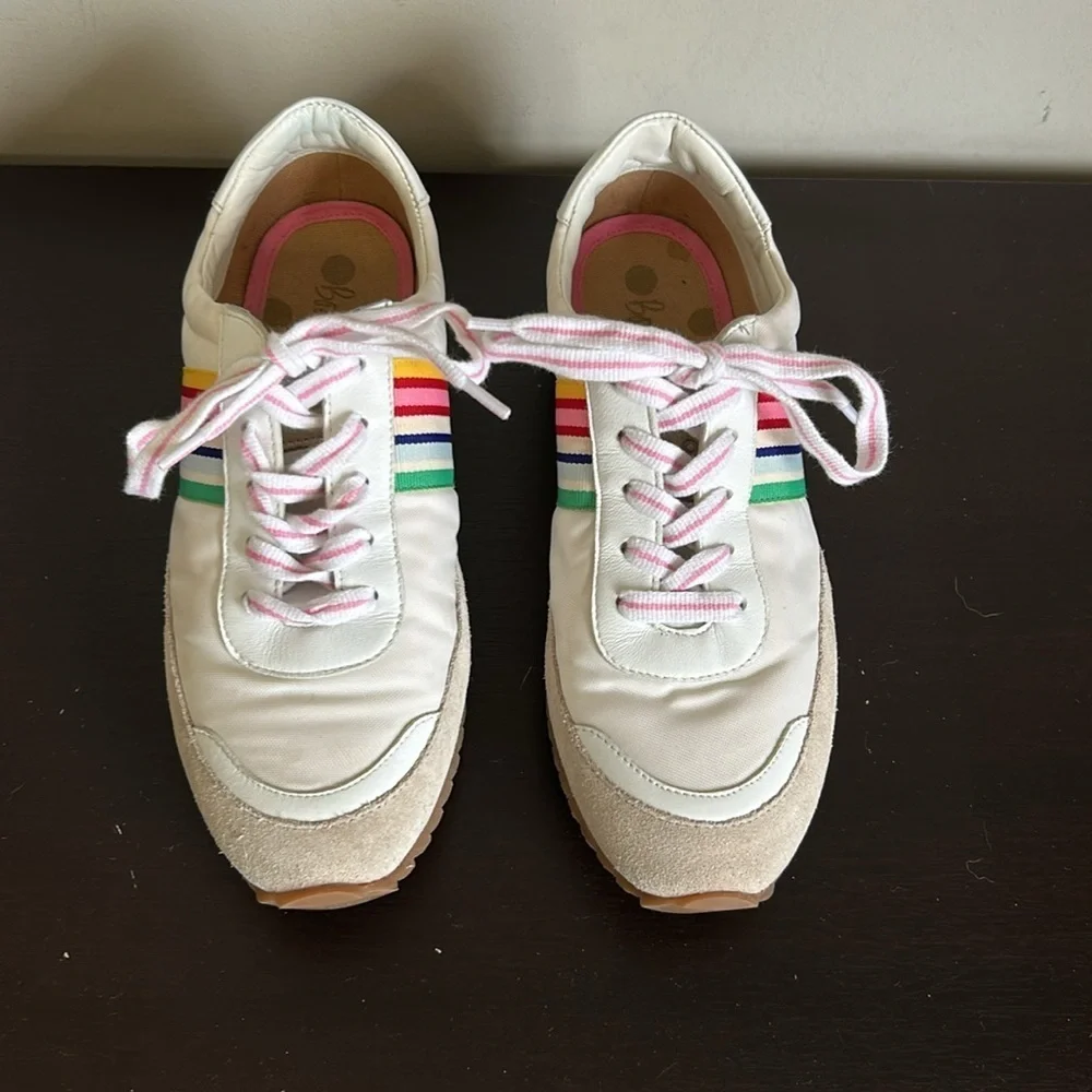 BODEN Striped Runner Trainers Tennis Shoe Sneaker Rainbow Sneaker Sz 38 US 7
